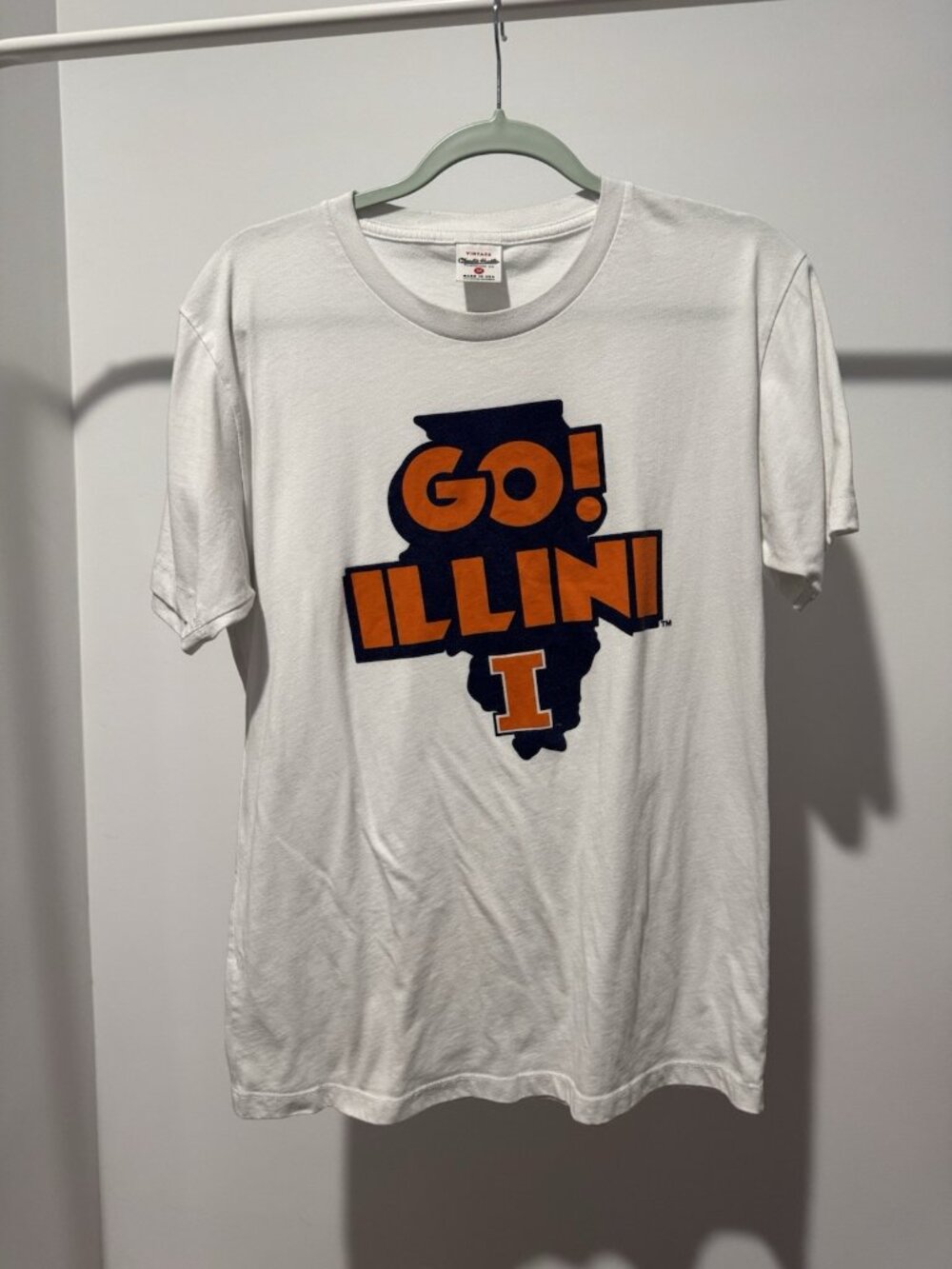 Charlie Hustle Go Illini Tee Men's Medium White University of Illinois